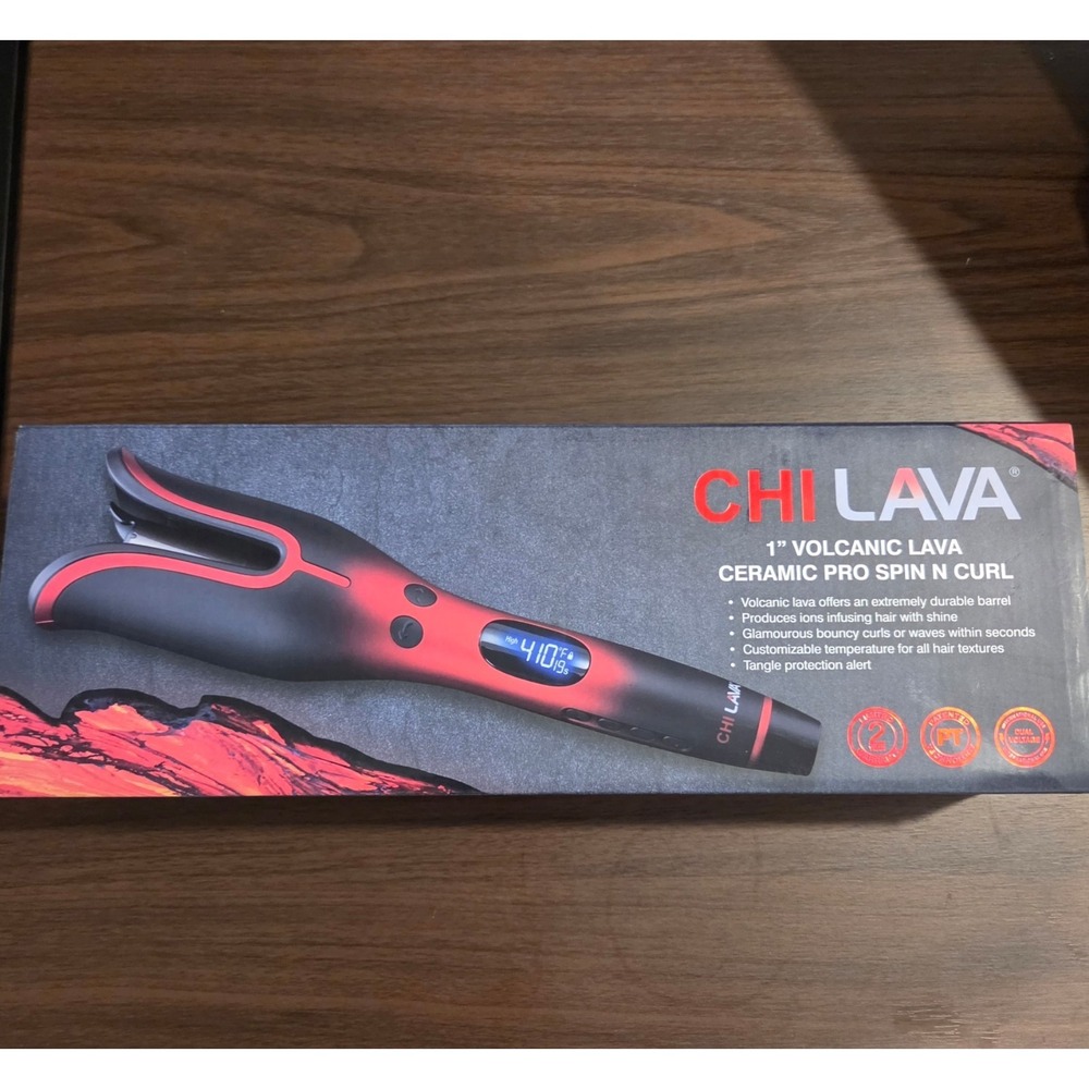 CHI Lava 1" Volcanic Lava Ceramic Pro Spin N Curl Automatic Hair Curler MSRP 140